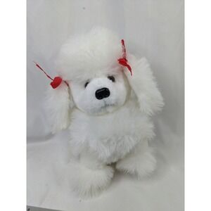 Soft Things White Poodle Dog Plush Red Ribbons 8 Inch Stuffed Animal Toy